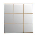 Grid Wall Mirror with Gold Finish Frame