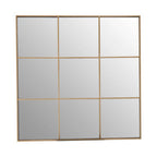 Grid Wall Mirror with Gold Finish Frame