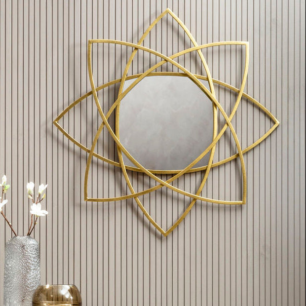 Gold Finish Geometric Wall Mirror