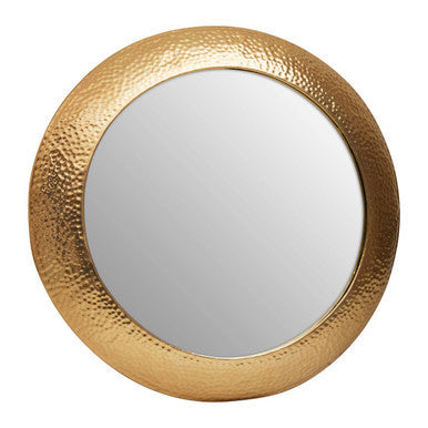 Textured Gold Finish Round Wall Mirror
