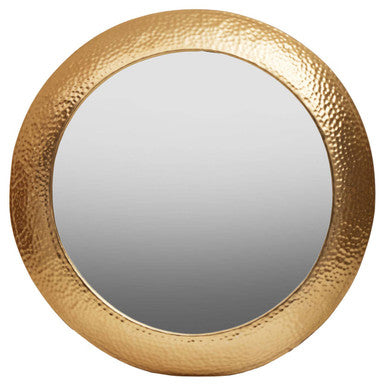 Textured Gold Finish Round Wall Mirror