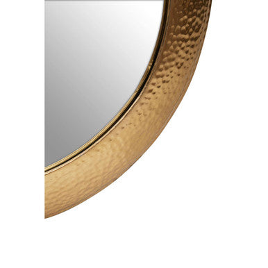 Textured Gold Finish Round Wall Mirror