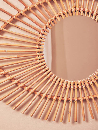 Natural Rattan Eye Shape Wall Mirror