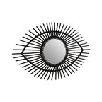 Black Natural Rattan Eye Shape Wall Mirror