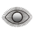 Black Natural Rattan Eye Shape Wall Mirror