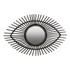 Black Natural Rattan Eye Shape Wall Mirror