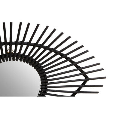 Black Natural Rattan Eye Shape Wall Mirror