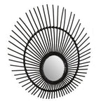 Black Natural Rattan Wall Mirror