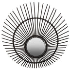 Black Natural Rattan Wall Mirror