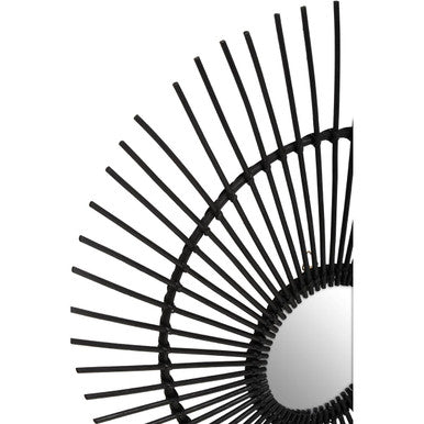 Black Natural Rattan Wall Mirror