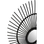 Black Natural Rattan Wall Mirror