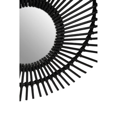 Black Natural Rattan Wall Mirror