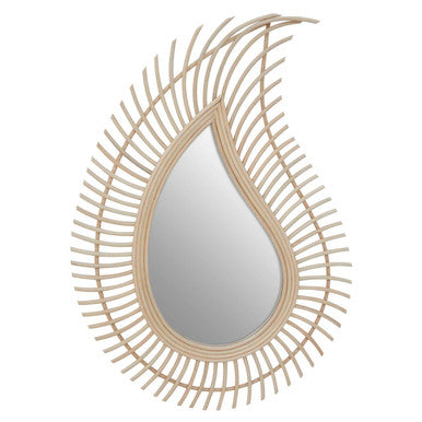 Teardrop Natural Rattan Wall Mirror