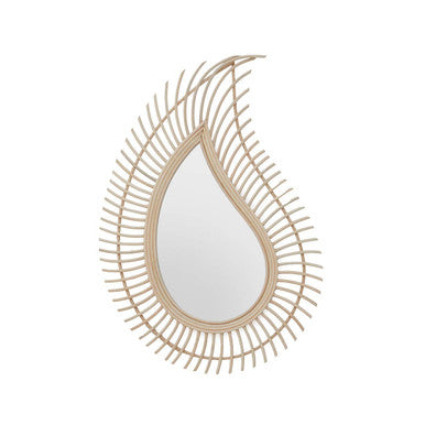 Teardrop Natural Rattan Wall Mirror