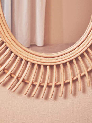 Teardrop Natural Rattan Wall Mirror