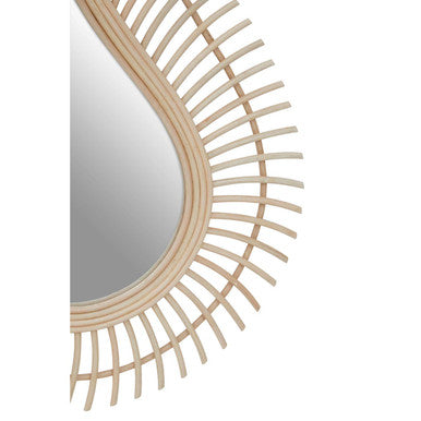 Teardrop Natural Rattan Wall Mirror