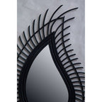 Teardrop Black Natural Rattan Wall Mirror