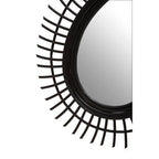 Teardrop Black Natural Rattan Wall Mirror