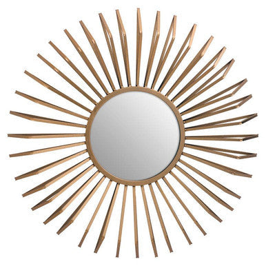Gold Finish 3D Sunburst Metal Wall Mirror