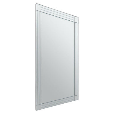 Large Rectangular Wall Mirror with Linear Detail