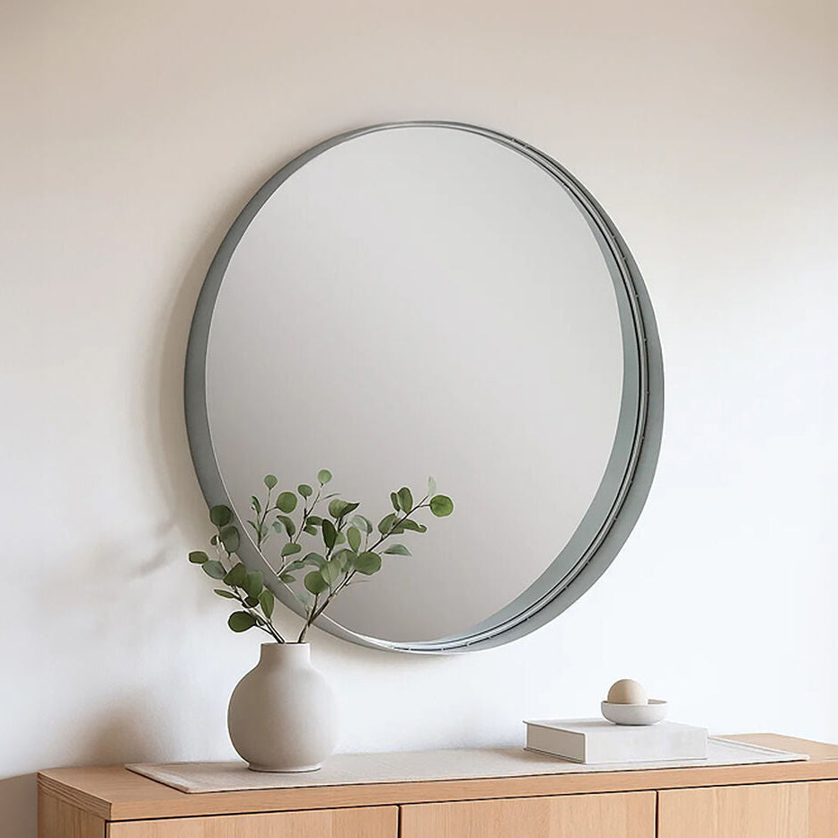 Large Round Silver Wall Mirror