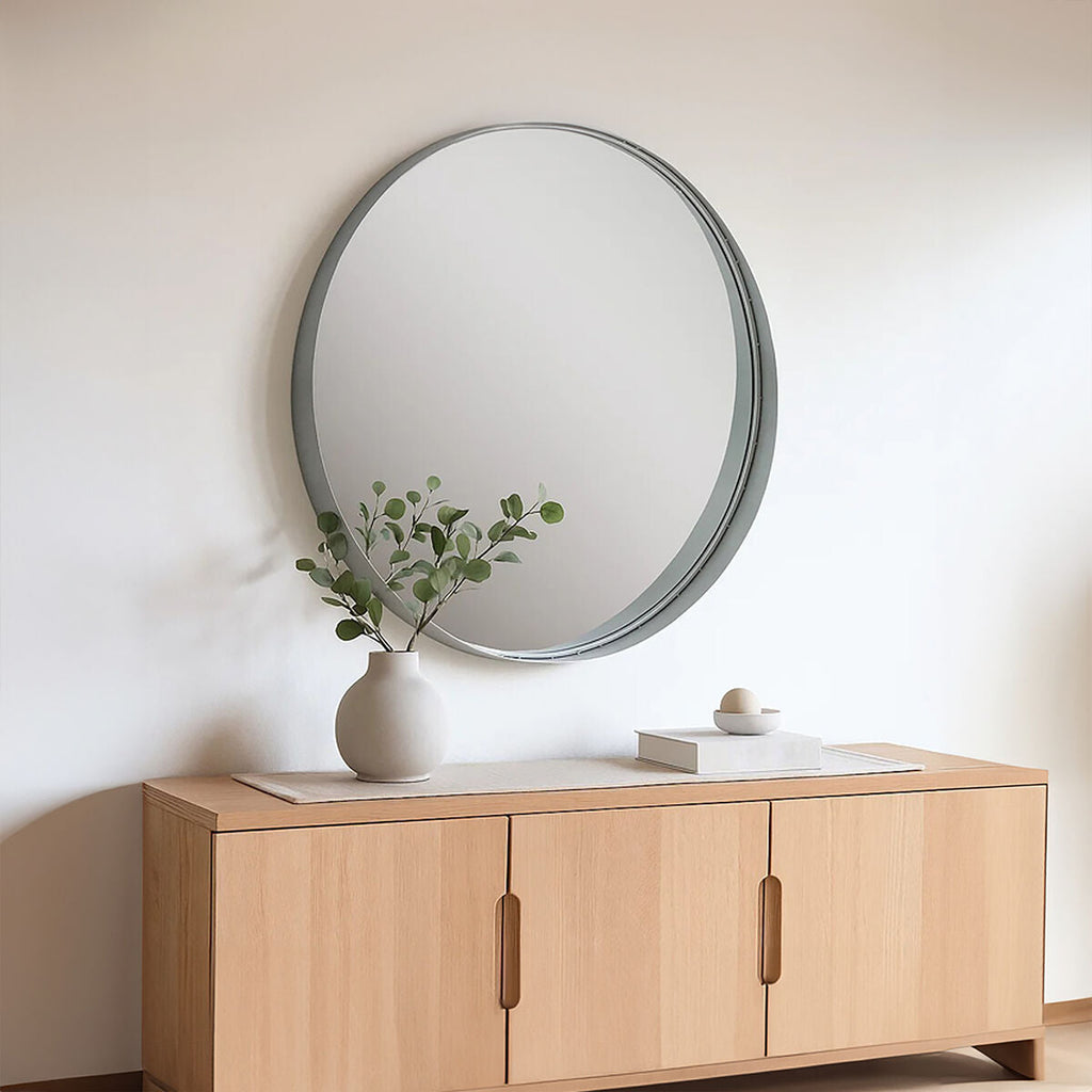 Large Round Silver Wall Mirror
