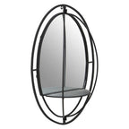 Oval Shelved Black Wall Mirror