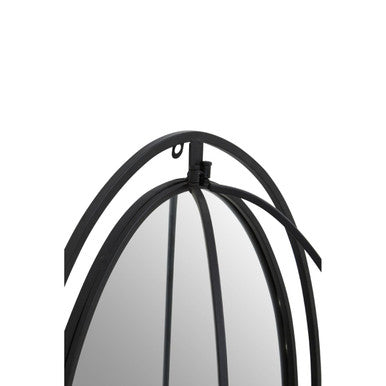 Oval Shelved Black Wall Mirror