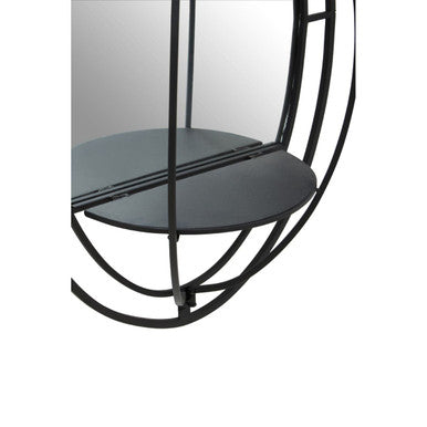 Oval Shelved Black Wall Mirror