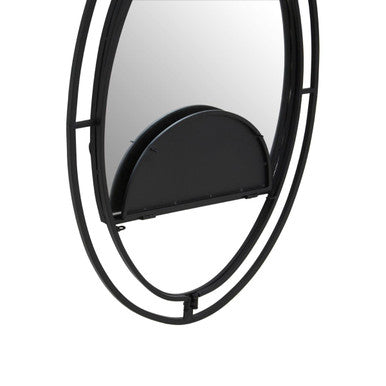 Oval Shelved Black Wall Mirror