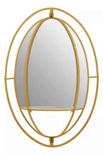 Oval Shelved Gold Wall Mirror