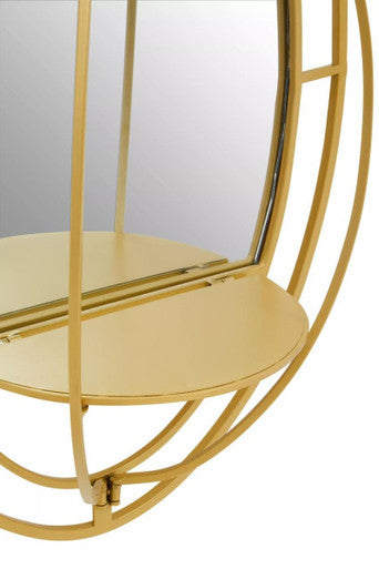 Oval Shelved Gold Wall Mirror