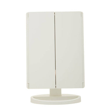 Tri Fold White LED Table Mirror