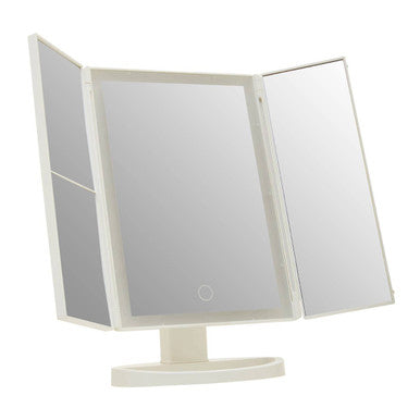 Tri Fold White LED Table Mirror