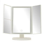 Tri Fold White LED Table Mirror