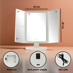 Tri Fold White LED Table Mirror