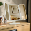 Tri Fold White LED Table Mirror