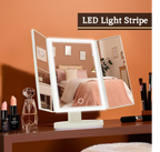 Tri Fold White LED Table Mirror