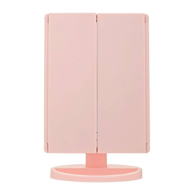 Tri Fold Pink LED Table Mirror
