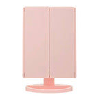 Tri Fold Pink LED Table Mirror