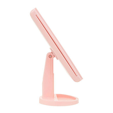 Tri Fold Pink LED Table Mirror