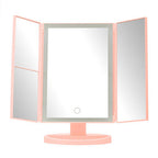 Tri Fold Pink LED Table Mirror
