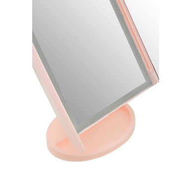Tri Fold Pink LED Table Mirror