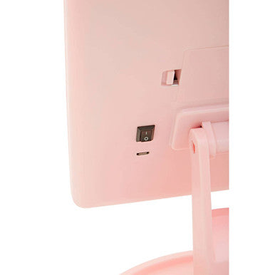 Tri Fold Pink LED Table Mirror
