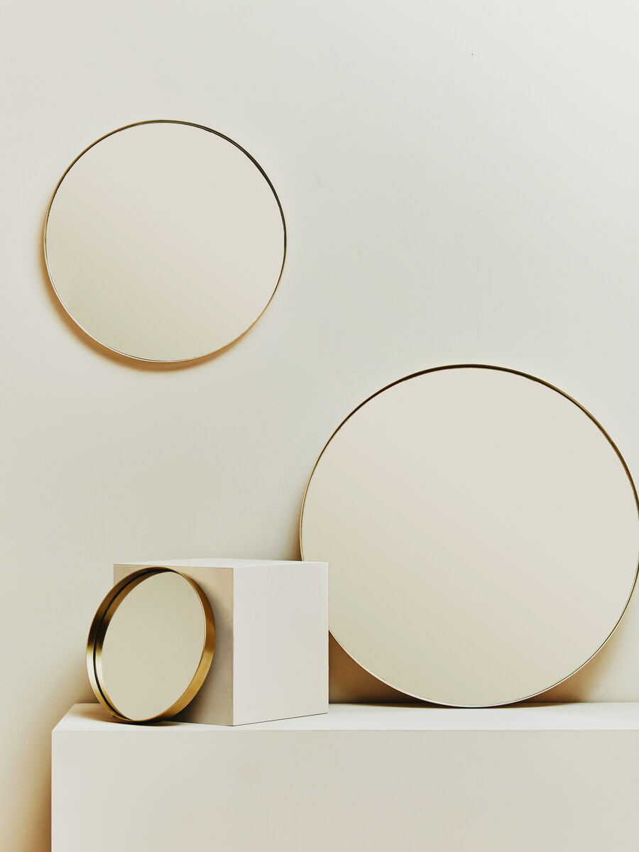 Slim Round Gold Wall Mirror