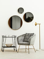 Slim Round Gold Wall Mirror