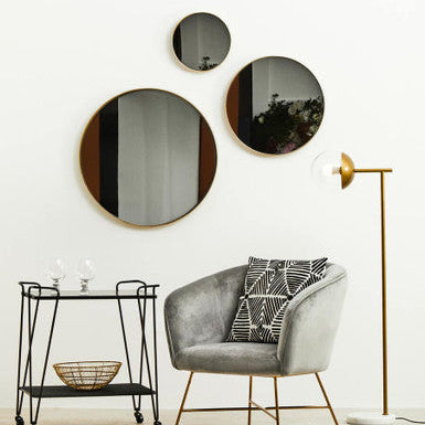 Slim Round Gold Wall Mirror