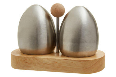 Stainless Steel and Rubberwood Salt Pepper Shakers
