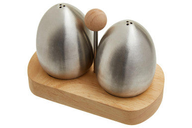 Stainless Steel and Rubberwood Salt Pepper Shakers
