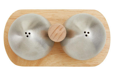 Stainless Steel and Rubberwood Salt Pepper Shakers